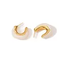 Vintage gold wavy metal amber resin stud earrings for women with minimalist luxury design - C-Shaped Studs-White