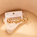 Set di tre paia di orecchini a cerchio in acciaio inossidabile dorato su pietra - Stile Cerchio (BJGE0319) / Oro