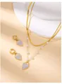 Set gioielli in acciaio al titanio con collana di perle e orecchini a cuore zircone - Collana E Orecchini a Cuore di Perla