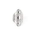 Vintage breiter silberner Titanstahlring mit Mandala-Muster und Teardrop-Details - Breiter Böhmischer Vintage-Stil (BJGR0389)