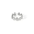 Verstellbarer offener Ring aus silbernem Titanstahl mit Lorbeerblatt-Design - Lorbeerblatt-Wickel-Stil (BJGR0392)