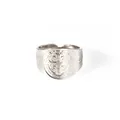 Silver St. Benedict Medal open ring with religious cross and adjustable band design - Saint Benedict Medal Style (BJGR0439) / Silver