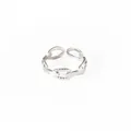 Adjustable silver hollow chain ring with twisted rope texture in stainless steel - Hollow Chain Twist Style (BJGR0442) / Silver