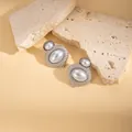 Vintage silver finish gourd-shaped earrings with faux pearl detailing for women - Ear Studs (E0620)