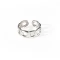 Polished silver stainless steel open ring featuring a classic curb link chain design - Cuban Chain Polished Style (BJGR0445) / Silver