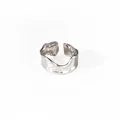 Minimalist silver wavy lava textured open ring in a polished stainless steel finish - Irregular Lava Wave Style (BJGR0446) / Silver