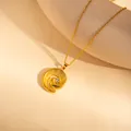 Minimalist golden spiral pendant necklace with a clear zircon stone on an O-chain - Necklace (N0183)