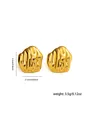 Golden geometric earrings with a wave texture, 2.3cm height and lightweight design - Crumpled Ripple Irregular Style (E0414)