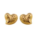 Textured gold heart stud earrings in stainless steel with a unique hammered finish - Dotted Heart Stud Earrings