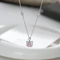 Exquisite silver-plated kitten necklace with a sparkling pink cubic zirconia stone - Silver
