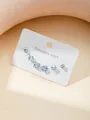 Set of 6 light blue square-cut cubic zirconia stud earrings in stainless steel - Light Blue Square Rhinestone Studs Set (BJGE0297)