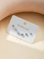 Set of 6 stainless steel stud earrings with clear round cubic zirconia stones - Round Rhinestone Studs Set (BJGE0299)