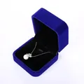 Pearl necklace with silver crown pendant in royal blue velvet jewelry box - 7x7 Medium Pendant Box / Sapphire Blue