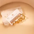 Set di tre paia di orecchini a cerchio e rettangolari in acciaio inossidabile dorato - Stile Cerchio Geometrico (BJGE0321) / Oro