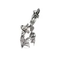 Vintage silver leaf ear cuff with intricate hollowed vine texture for non-pierced ears - Antique Silver