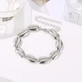Detailansicht der Retro Muschel Fußkette in Silber mit Verlängerungskette und Verschluss - Silber Muschel Stil (10715)