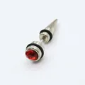 Pendiente punk de acero 316L con cristal rojo y anillos de goma negros - Estilo Taper con Diamantes de Imitación Rojos (0349) / Rojo