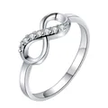 Elegant infinity symbol ring with sparkling crystals in a polished silver-tone finish - Size 6 / Infinity Symbol Style (11275) / White Gold