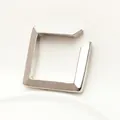 Minimalist silver square ear cuff with a polished geometric open design for women - Silver