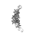 Vintage silver rose flower ear cuff with antique finish and detailed floral carvings - Antique Silver