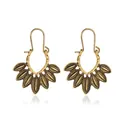 Boucles d'oreilles bohèmes vintage en forme de feuille dorée pour femmes - Or Antique en Forme d'Éventail (11702)