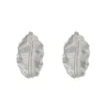 Orecchini a goccia minimalisti a foglia d'argento con trama dettagliata delle venature - Orecchini a bottone a foglia (3376) / Argento