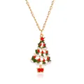 Collier de Noël avec pendentif sapin en émail vert et chaîne dorée sur fond blanc - Collier Sapin de Noël (7633)