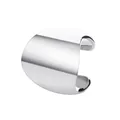 Polierte silberne breite Ohrmanschette im minimalistischen C-Design für Ohren ohne Loch - Minimalistischer Polierter Breiter Stil (7536) / Weißgold