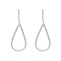 Elegant teardrop crystal drop earrings in silver finish with micro-pave cubic zirconia - White Gold