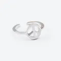Polished silver peace symbol adjustable ring with a minimalist metal mirror finish - Adjustable Open / Peace Symbol Style (5777) / Silver