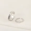 Silver infinity symbol open ring set with minimalist polished finish for women - Adjustable Open / Silver Tone Infinity Style (WG-0853) / Silver
