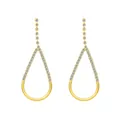 Elegant gold pear-shaped drop earrings with pavé zircon chain and polished finish - 14K Gold Plated (4299)