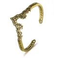 Détail du bracelet doré vintage ajouré avec des motifs floraux bohèmes complexes et ciselés - 02 Bronze 8052