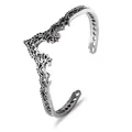 Bracelet manchette vintage ajouré en filigrane avec finition argent antique et gravures - 02 Bronze 8052
