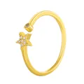 Anello regolabile stella e luna in oro con cristalli lucidi per donna - Stile Stella Diamante Singolo Oro (A-1449)