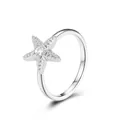 Anello aperto stella e luna argento con design a stella marina in cristallo - Stile Stella Marina Zircone Argento (11668)