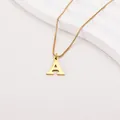 Minimalist gold plated stainless steel necklace featuring a bold letter A pendant charm - Letter A (BJGN0271) / Gold