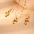 Golden dolphin necklace and earring set in stainless steel for beach vacation jewelry - Dolphin (Necklace & Earring Set)