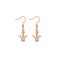 Rose gold reindeer earrings with pearl and drop-shaped zircon in a minimalist festive style - Rose Gold