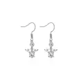 Elegant silver reindeer antler drop earrings with micro-set teardrop pearls and crystals - Teardrop Zirconia Deer Head Ear Hook (DZ-583) / Silver