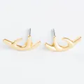 Boucles d'oreilles bois de renne dorées avec perles micro-pavées, style minimaliste chic - Boucles d'Oreilles Clous Bois Minimalistes (6935) / Or