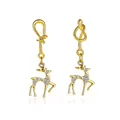 Boucles d'oreilles renne dorées avec micro-perles et design de nœud minimaliste - Boucles d'Oreilles Nœud Renne Flexible (3495) / Or