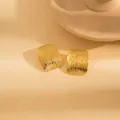 Elegant gold plated stainless steel rectangular earrings with vertical wavy texture - Textured Cube Style (BJGE0830)