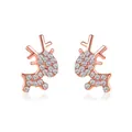 Boucles d'oreilles renne en or rose avec cristaux micro-pavés et accents de perles - Cerf en Zirconia Pavé Or Rose (11564) / Or rose