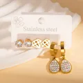 Set di orecchini in acciaio inossidabile placcato oro 18k con farfalla in zircone e diamanti - Orecchini Goccia d'Acqua Strass (BJGE1209)