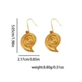 Golden 18K gold-plated shell-shaped stainless steel drop earrings with size measurements - Conch Style (BJGE0949)