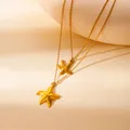 Collana a due strati con ciondolo a stella marina in oro 18 carati e rilievo - Stile Stella Marina (BJGN0375) / Collana a doppio strato