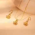 Golden octopus pendant necklace and earrings set on minimalist beige props - Octopus (Necklace & Earring Set)