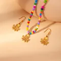 Conjunto de collar y pendientes con cuentas coloridas y colgantes de pulpo dorado - Pulpo (Conjunto de Cuentas Coloridas)