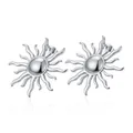 Orecchini a perno a raggiera in acciaio inossidabile argento con finitura lucida - Orecchini a Girasole / Argento